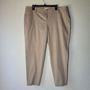 NWOT Eileen Fisher Khaki Organic Cotton Blend Trouser Pants XL Zipper 4 pocket